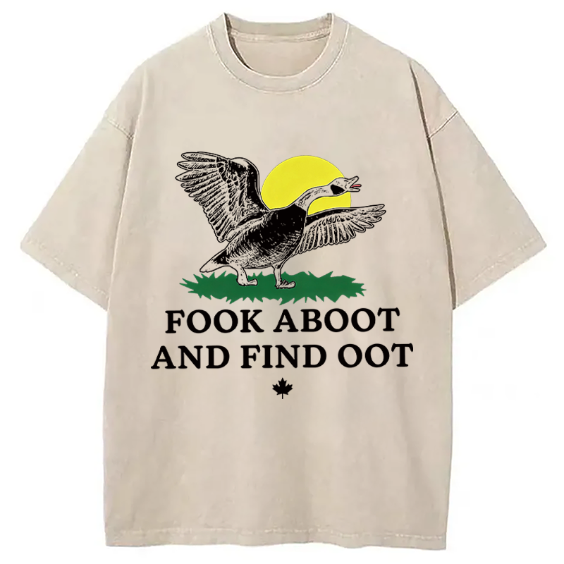 Modecanvas Fook Aboot And Find Oot DTG Printing Washed T-Shirt