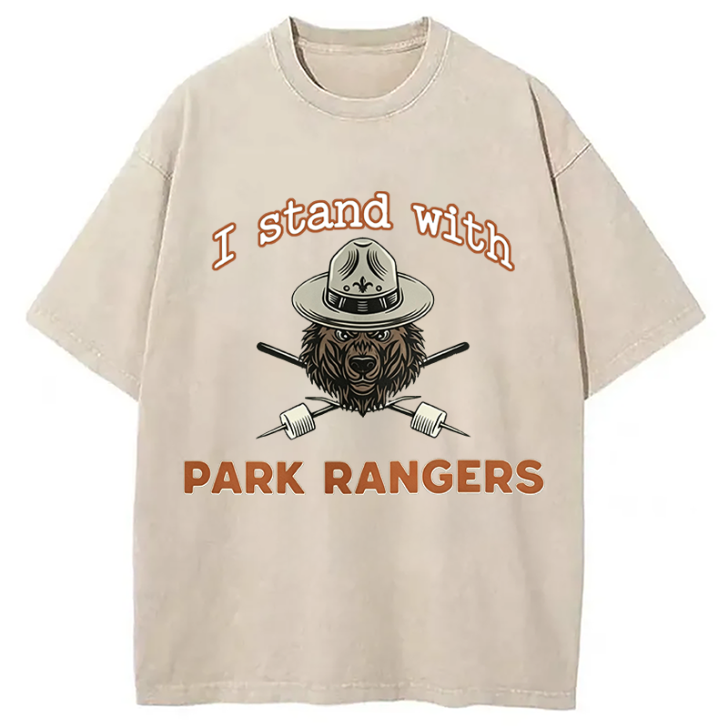 Modecanvas I Stand With Park Rangers DTG Printing Washed T-Shirt
