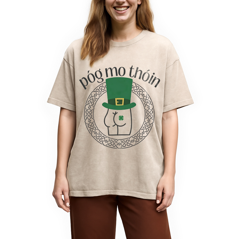 Modecanvas Kiss My Butt Pog DTG Printing Washed T-Shirt