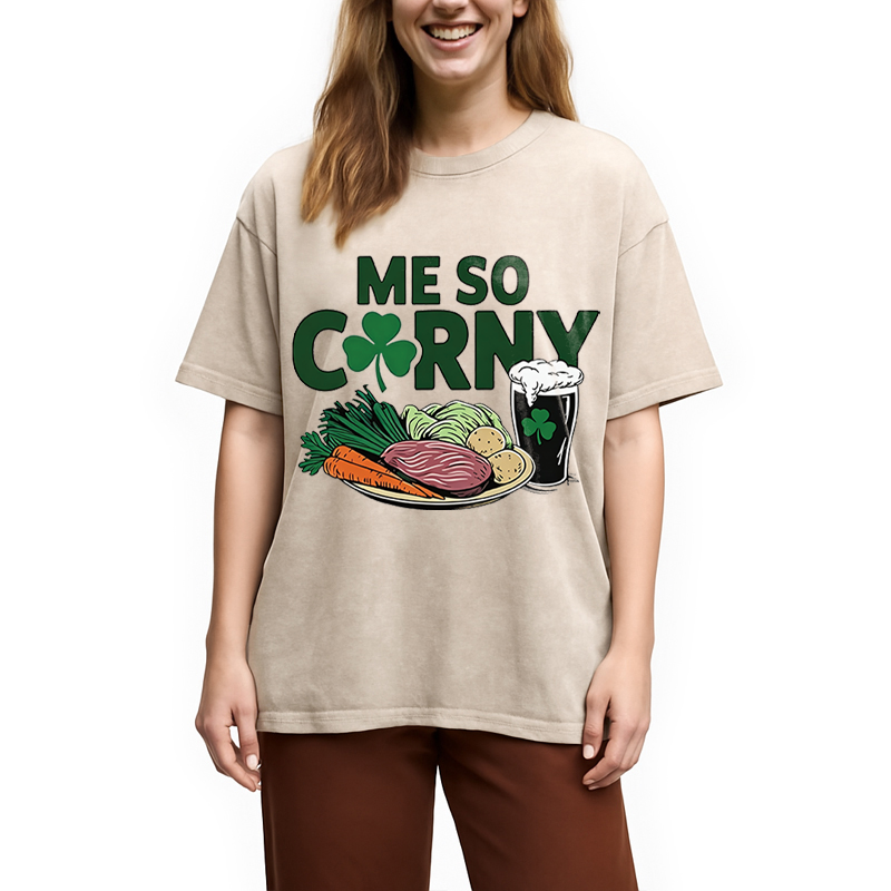 Modecanvas Me So Corny Beer DTG Printing Washed T-Shirt