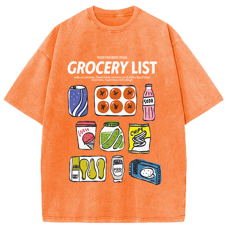 Modecanvas Grocery List Fun DTG Printing Washed T-Shirt