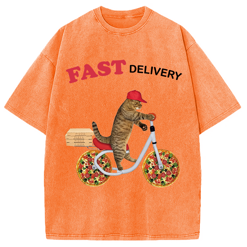 Modecanvas Fast Delivery Cat DTG Printing Washed T-Shirt