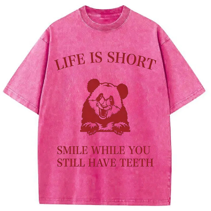 Modecanvas Funny Panda Meme DTG Printing Washed T-Shirt