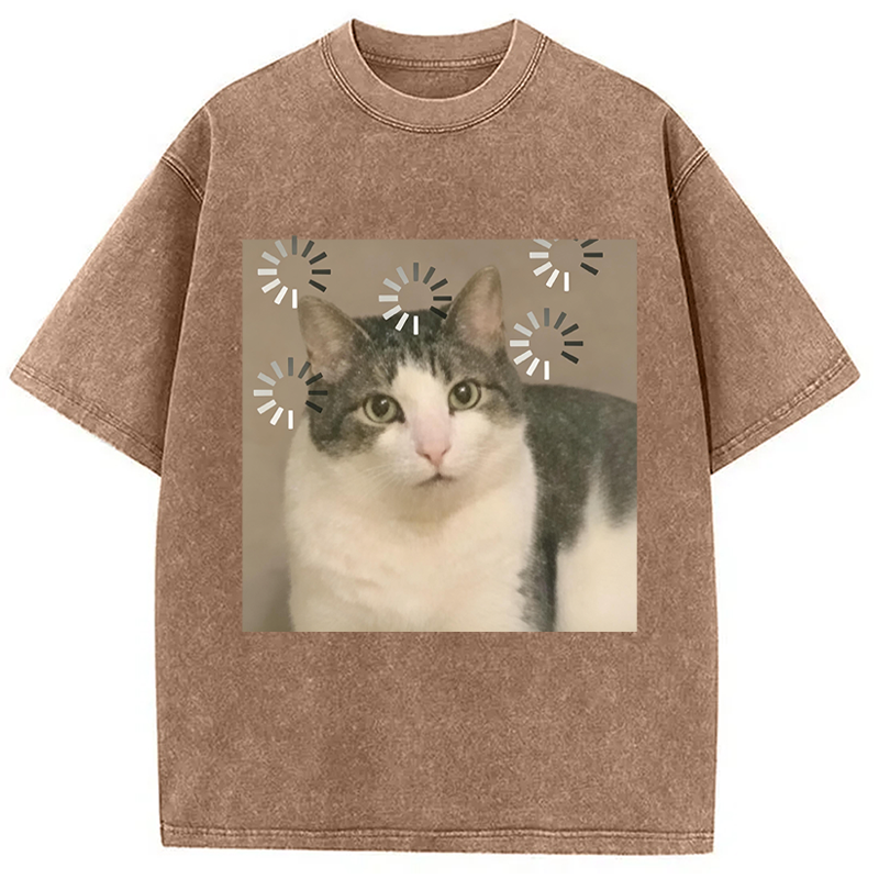 Modecanvas Cat Reload The Brain DTG Printing Washed T-Shirt