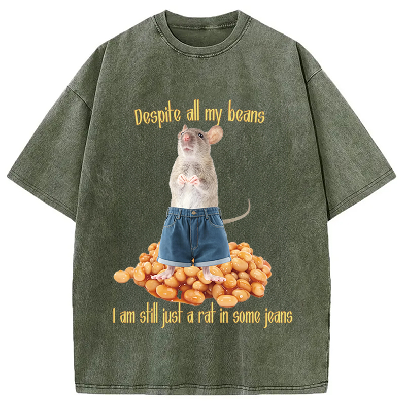 Modecanvas Despite All My Beans DTG Printing Washed T-Shirt