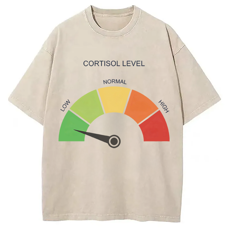 Modecanvas Cortisol Level Meme DTG Printing Washed T-Shirt
