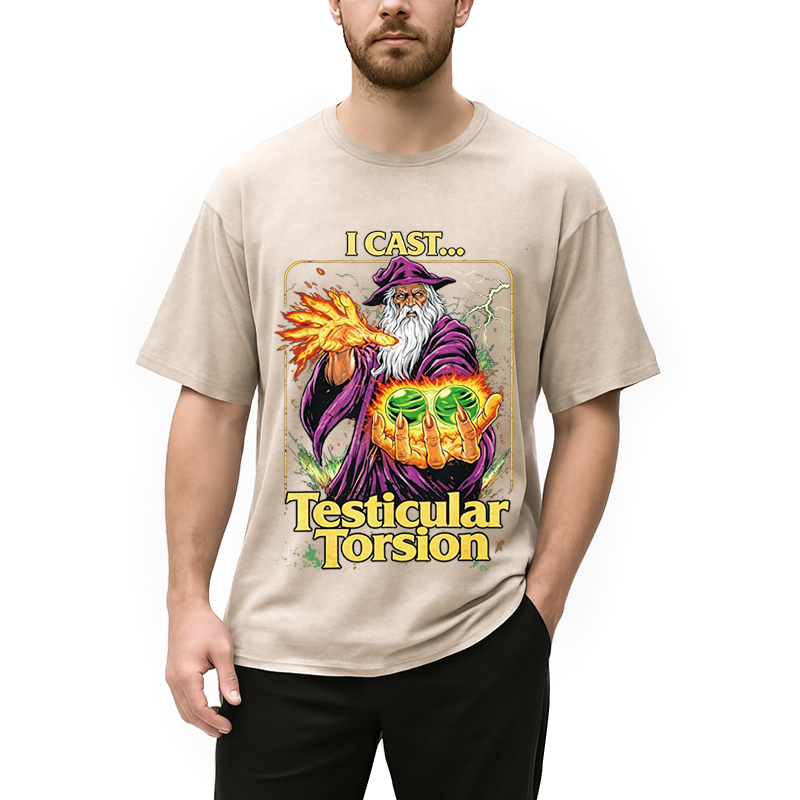 Modecanvas Funny Wizard Meme DTG Printing Washed T-Shirt