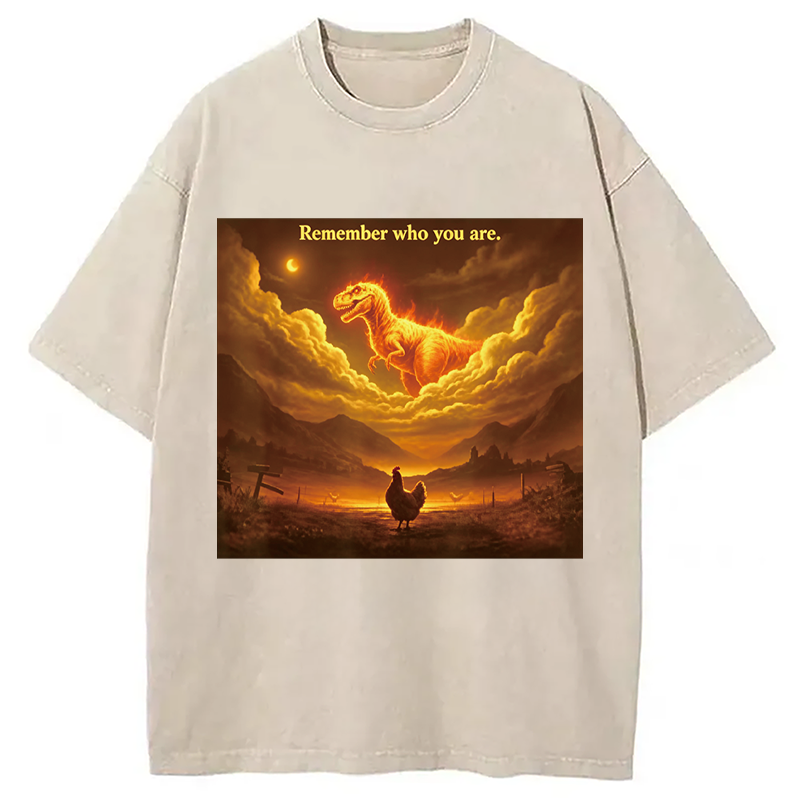 Modecanvas Funny Evolution Chicken Meme DTG Printing Washed T-Shirt