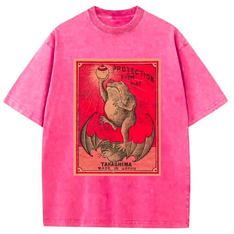 Modecanvas Japanese Matches Frog & Bat Washed T-Shirt