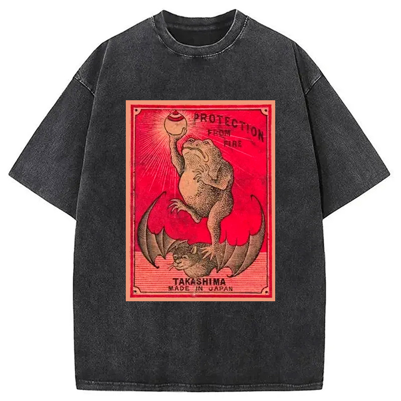 Modecanvas Japanese Matches Frog & Bat Washed T-Shirt