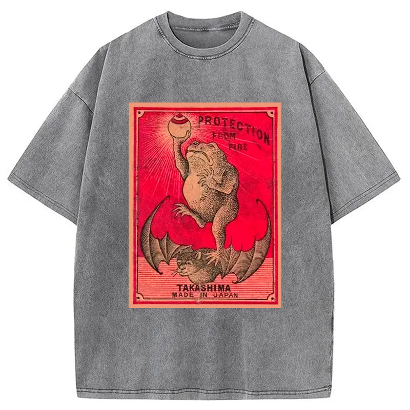 Modecanvas Japanese Matches Frog & Bat Washed T-Shirt