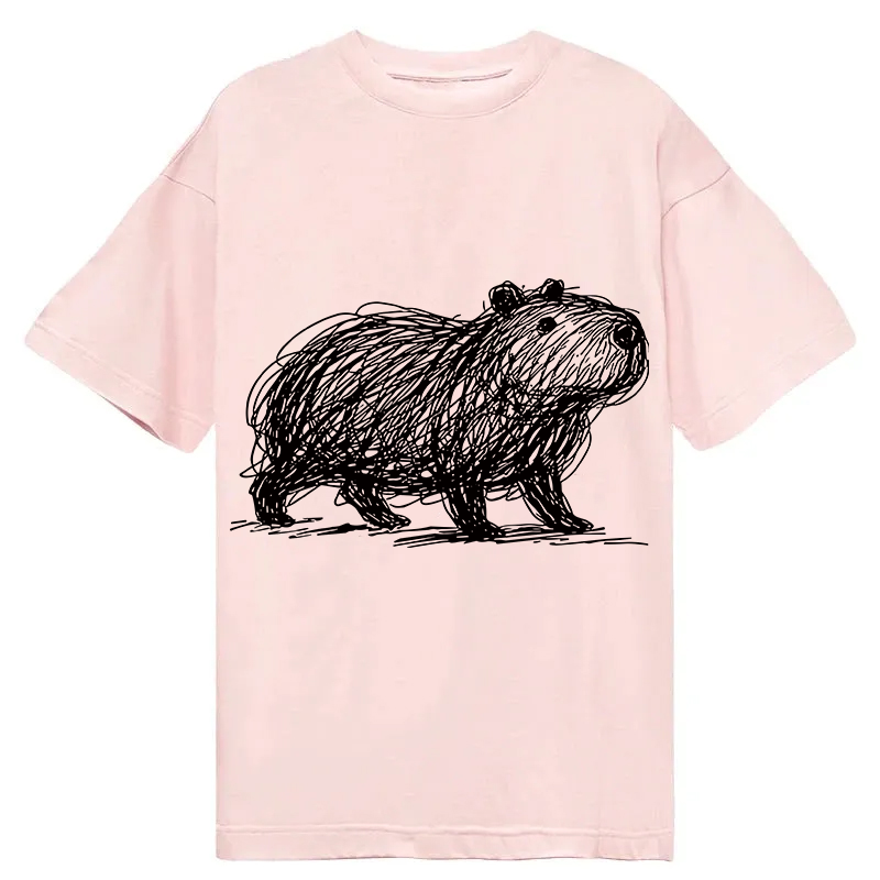 Modecanvas Minimalist Capybara DTG Printing Classic T-Shirt-modecanvas