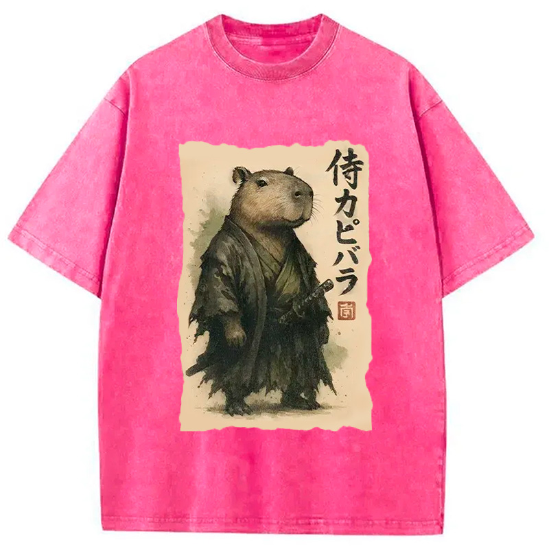 Modecanvas Capybara Samurai Washed T-Shirt