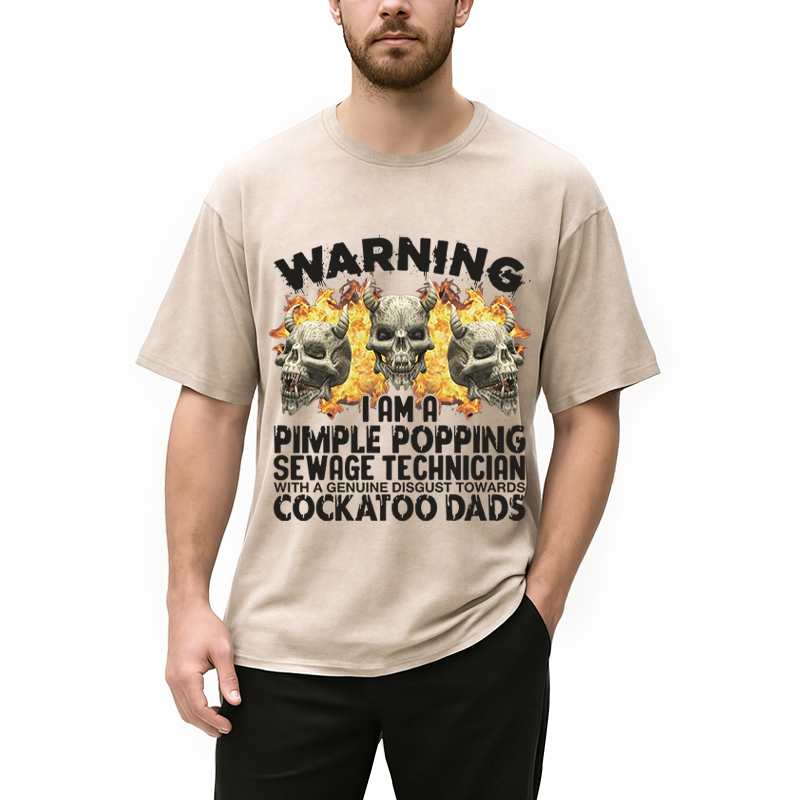 Modecanvas Pimple Popping Sewage Technician DTG Printing Washed T-Shirt