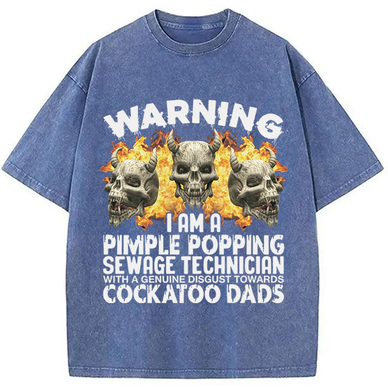 Modecanvas Pimple Popping Sewage Technician DTG Printing Washed T-Shirt