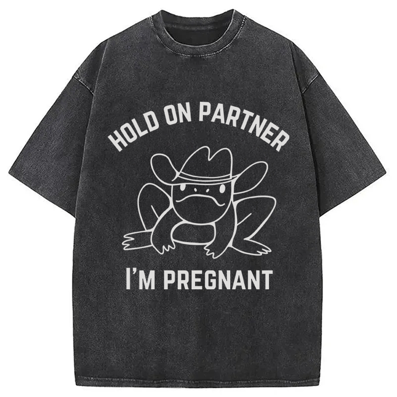 Modecanvas Funny Pregnancy Announcement DTG Printing Washed T-Shirt