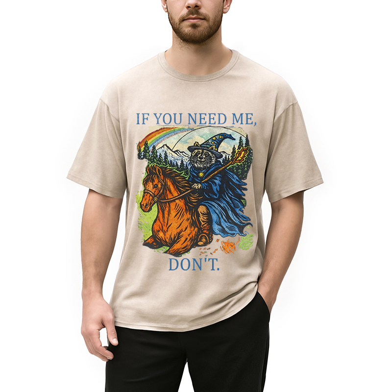 Modecanvas Funny Raccoon Wizard Gamer DTG Printing Washed T-Shirt