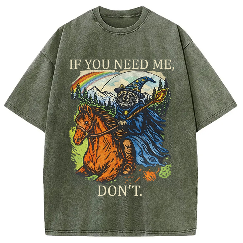 Modecanvas Funny Raccoon Wizard Gamer DTG Printing Washed T-Shirt