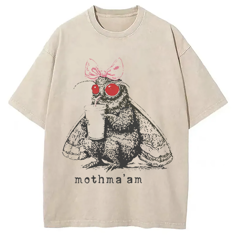 Modecanvas Mothma'am Funny Mothman DTG Printing Washed T-Shirt