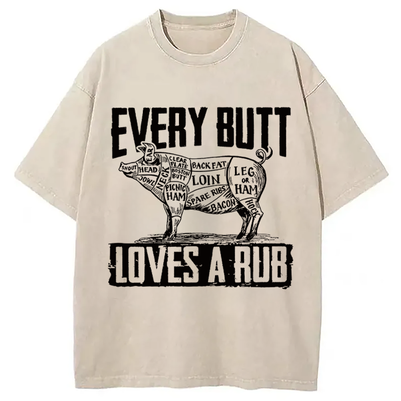Modecanvas BBQ Pork Butt Rub Funny DTG Printing Washed T-Shirt
