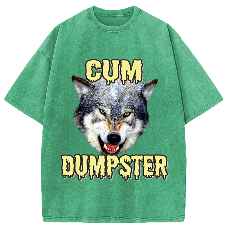 Modecanvas Dumpster Wolf Meme DTG Printing Washed T-Shirt