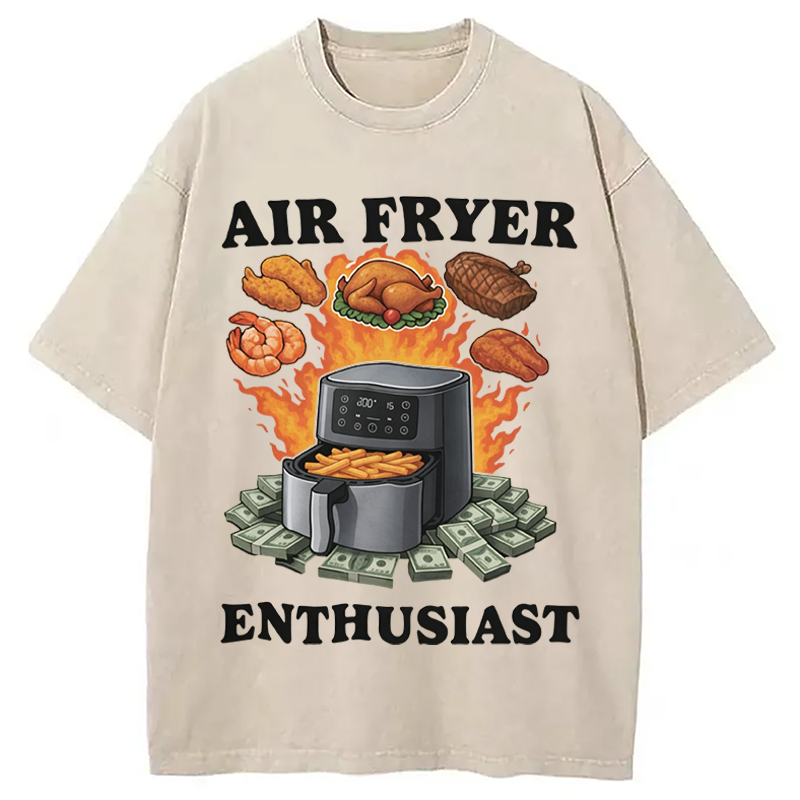 Modecanvas Air Fryer Enthusiast DTG Printing Washed T-Shirt
