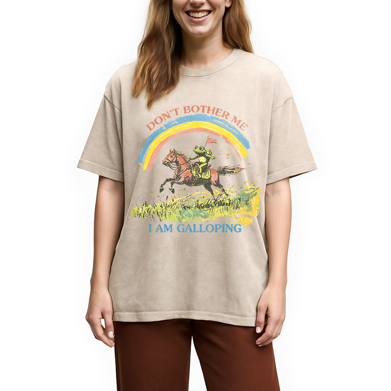 Modecanvas Frog On Horse DTG Printing Washed T-Shirt