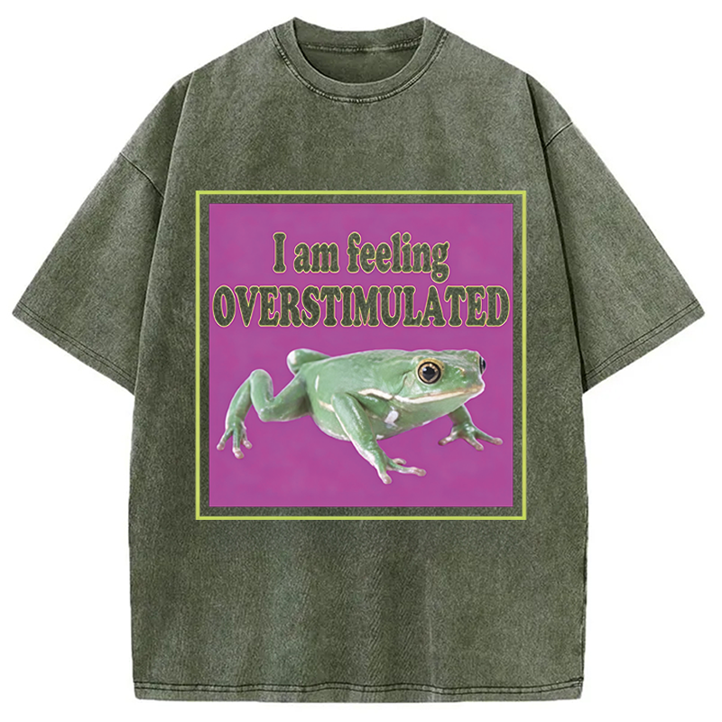 Modecanvas I Am Feeling Overstimulated DTG Printing Washed T-Shirt