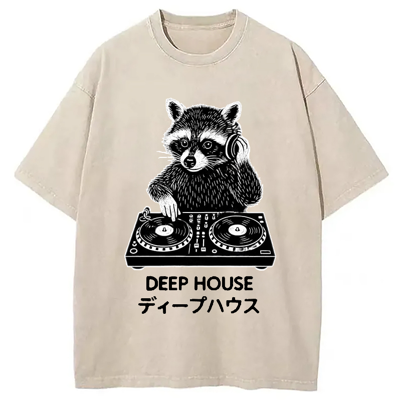 Modecanvas DJ Raccoon Washed T-Shirt