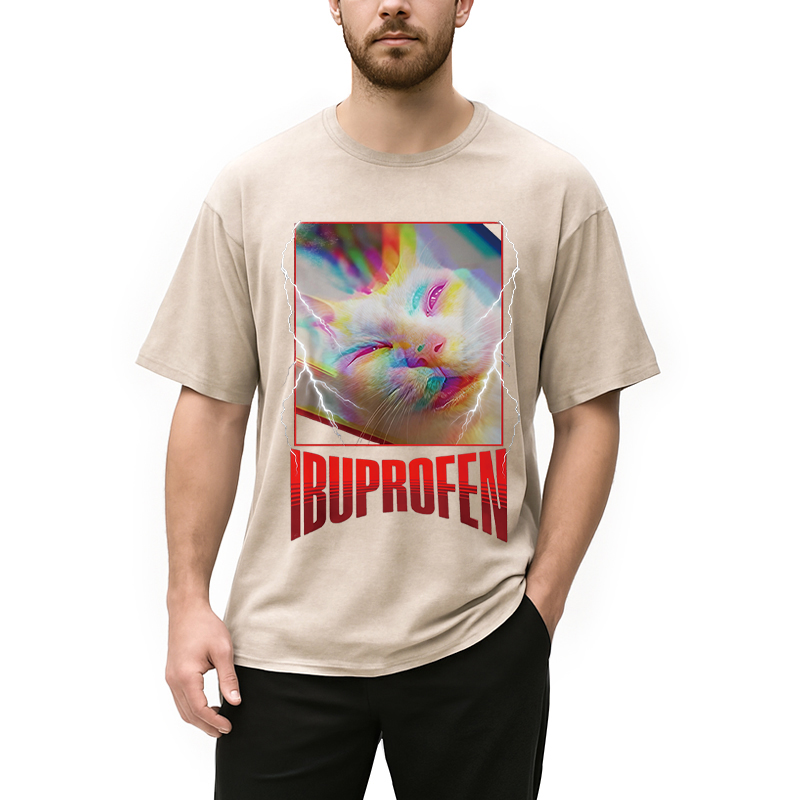 Modecanvas Stupid Silly Cat Meme DTG Printing Washed T-Shirt