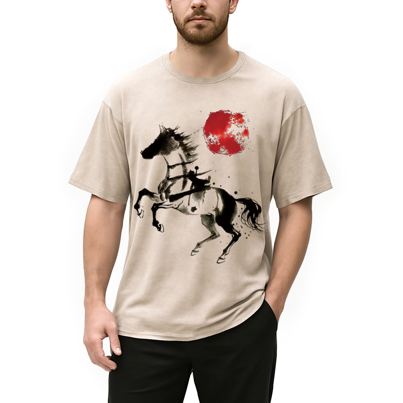 Modecanvas Spirit of the Horse DTG Printing Washed T-Shirt
