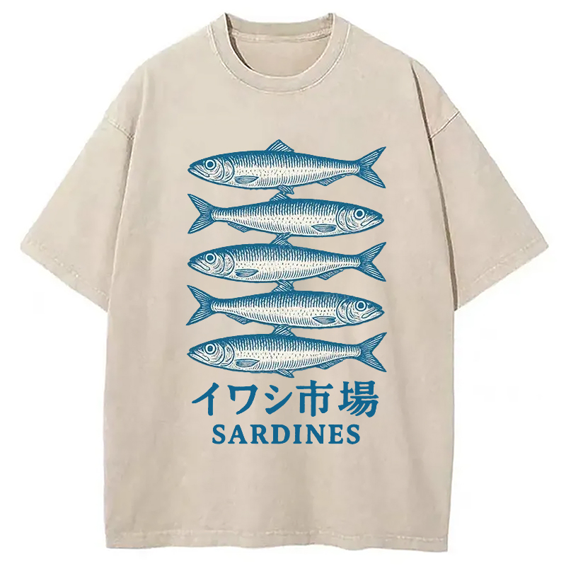 Modecanvas Japanese Sardines Market Washed T-Shirt