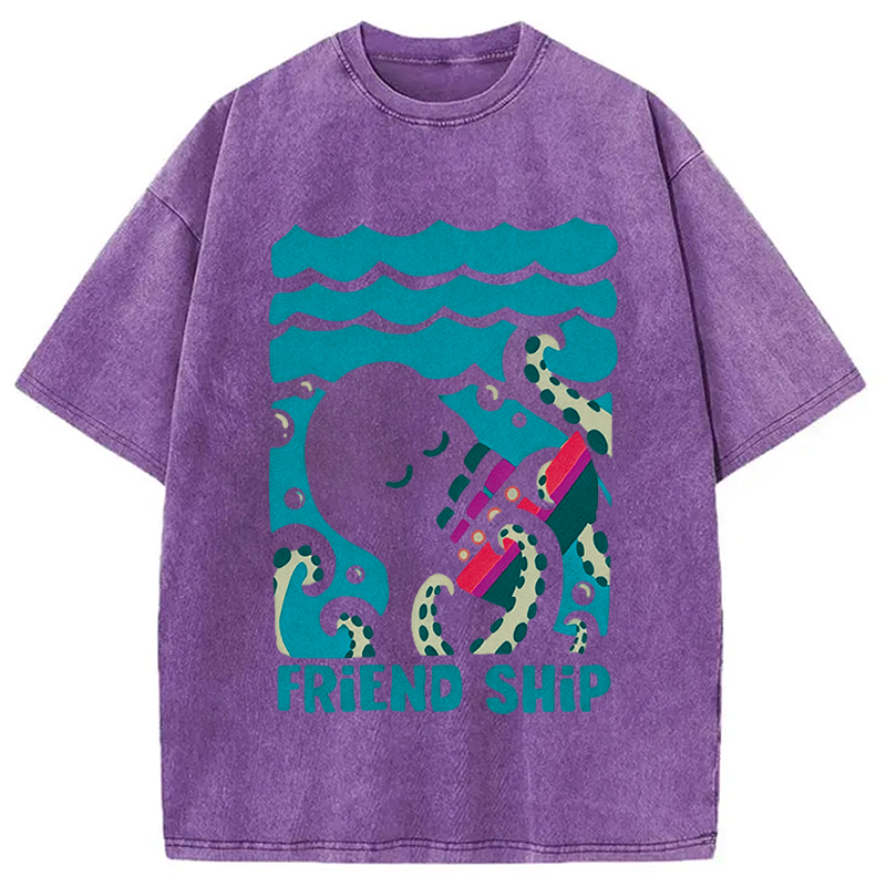 Modecanvas Friend Ship DTG Printing Washed T-Shirt