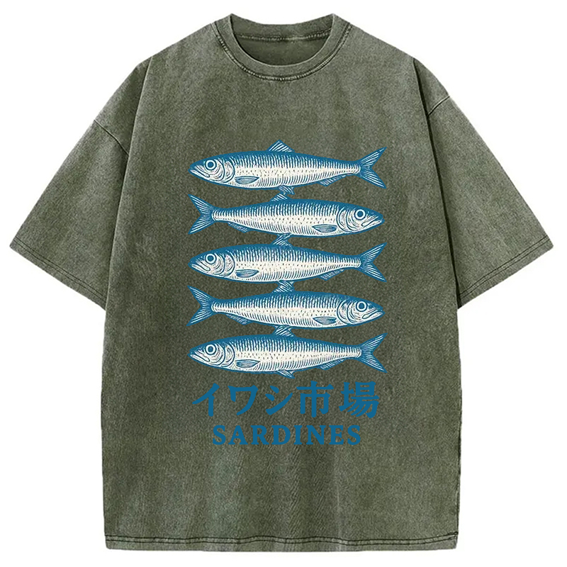 Modecanvas Japanese Sardines Market Washed T-Shirt