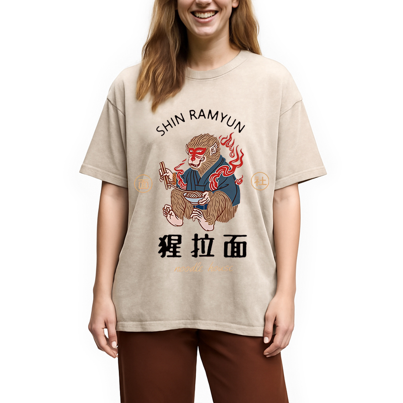 Modecanvas Shin Ramyun DTG Printing Washed T-Shirt