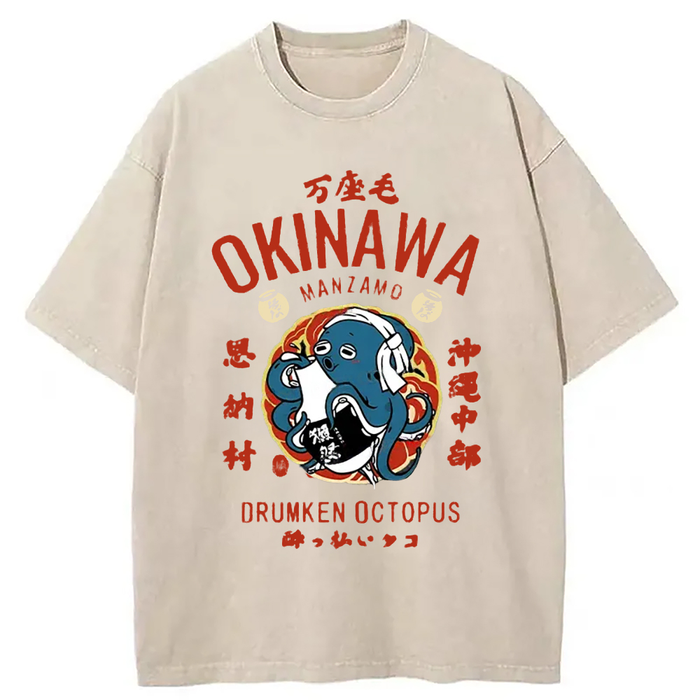 Modecanvas Okinawa Drunken Octopus Washed T-Shirt