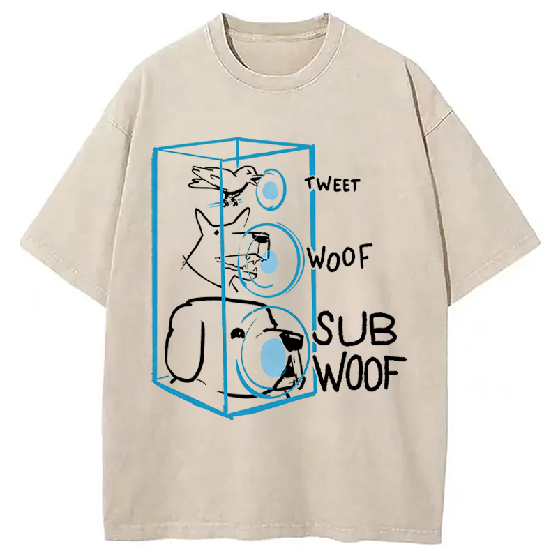Modecanvas Subwoof Funny DTG Printing Washed T-Shirt