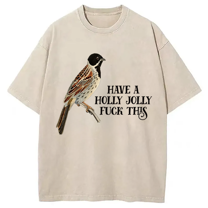 Modecanvas Have a Holly Jolly DTG Printing Washed T-Shirt