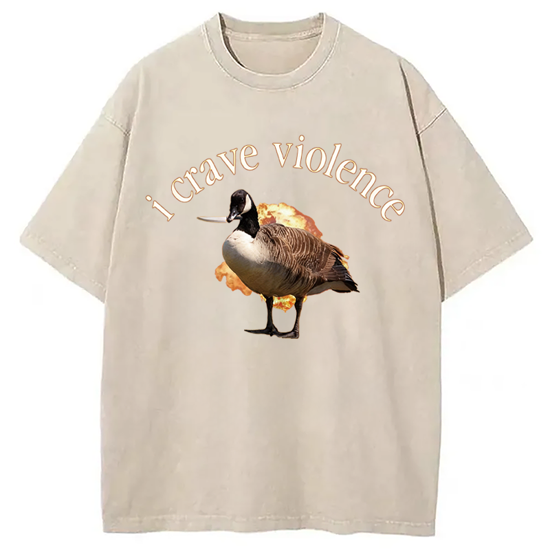 Modecanvas I Crave Violence DTG Printing Washed T-Shirt