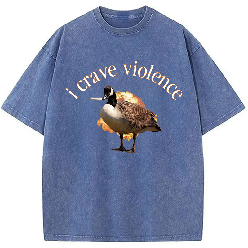 Modecanvas I Crave Violence DTG Printing Washed T-Shirt