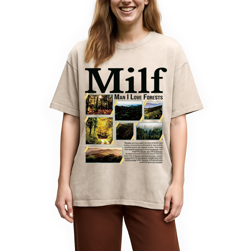 Modecanvas Man I Love Forests DTG Printing Washed T-Shirt
