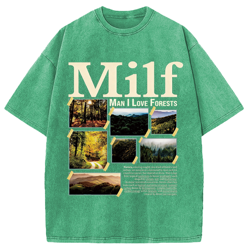 Modecanvas Man I Love Forests DTG Printing Washed T-Shirt