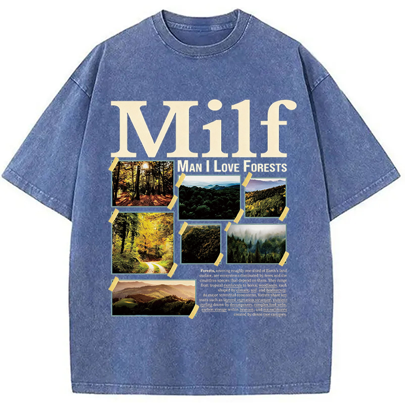 Modecanvas Man I Love Forests DTG Printing Washed T-Shirt