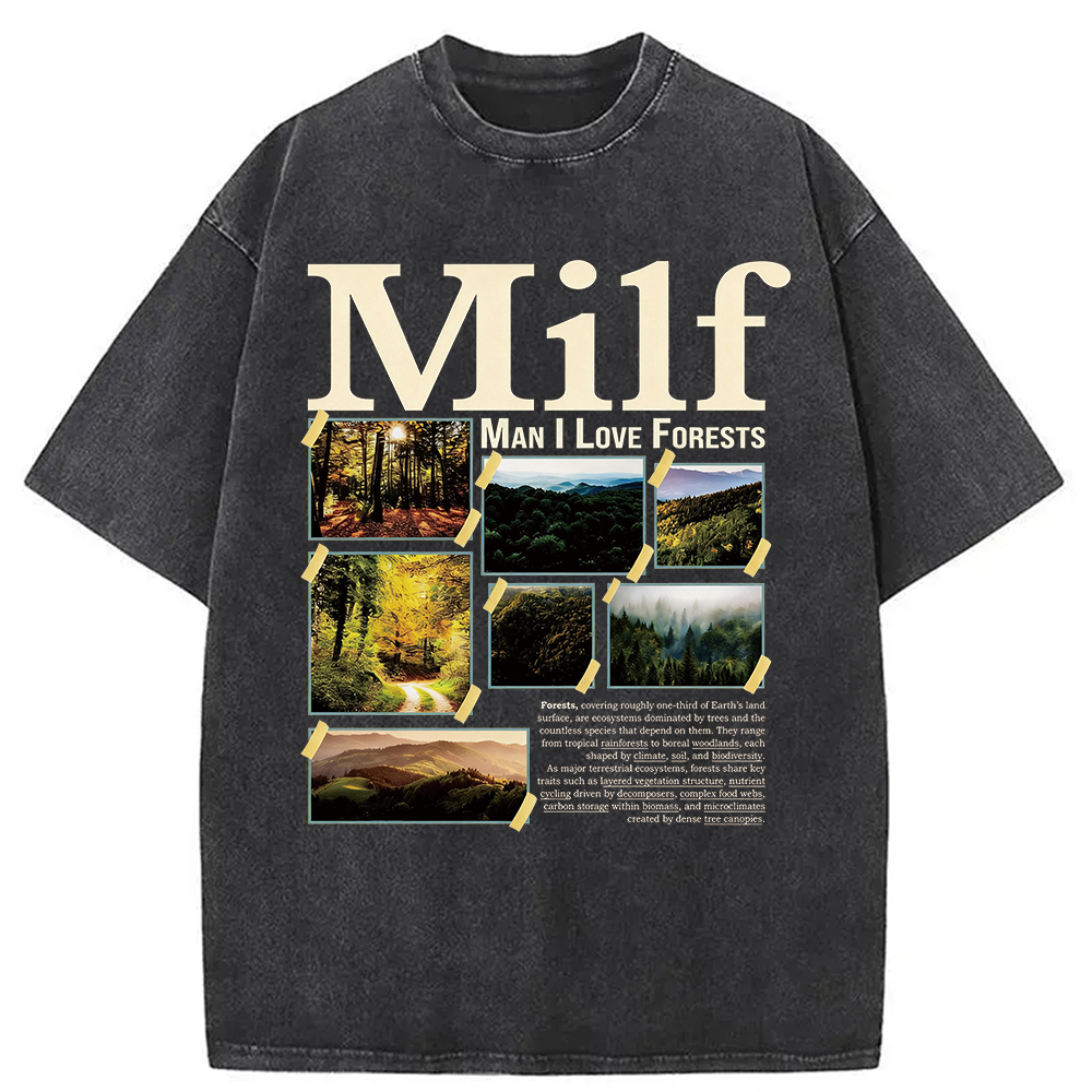 Modecanvas Man I Love Forests DTG Printing Washed T-Shirt