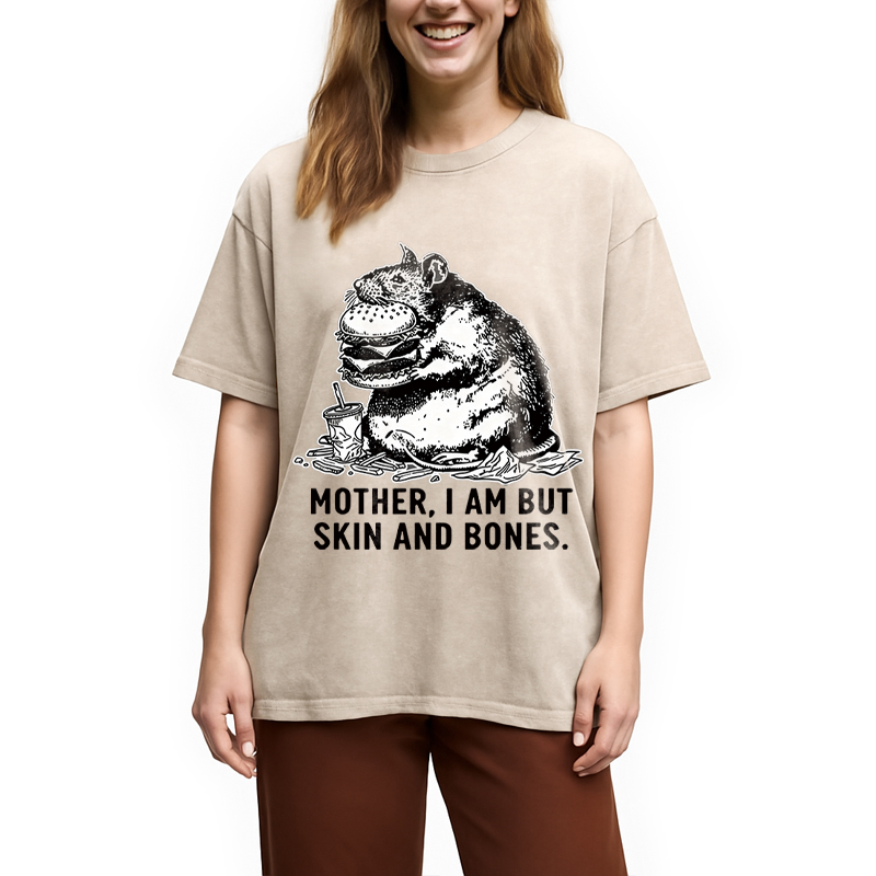 Modecanvas Obese Rat Funny DTG Printing Washed T-Shirt