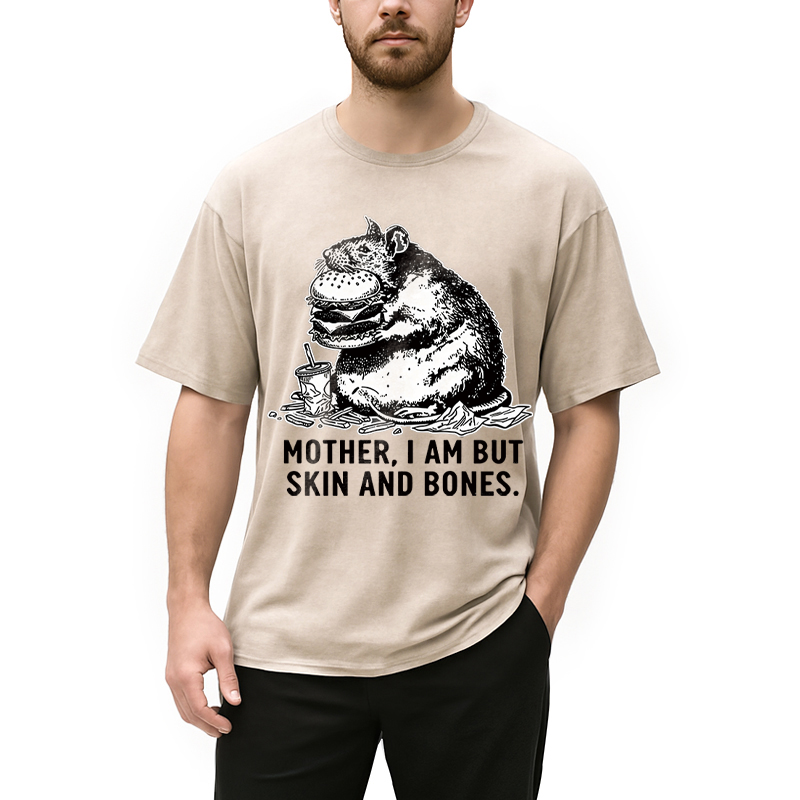 Modecanvas Obese Rat Funny DTG Printing Washed T-Shirt
