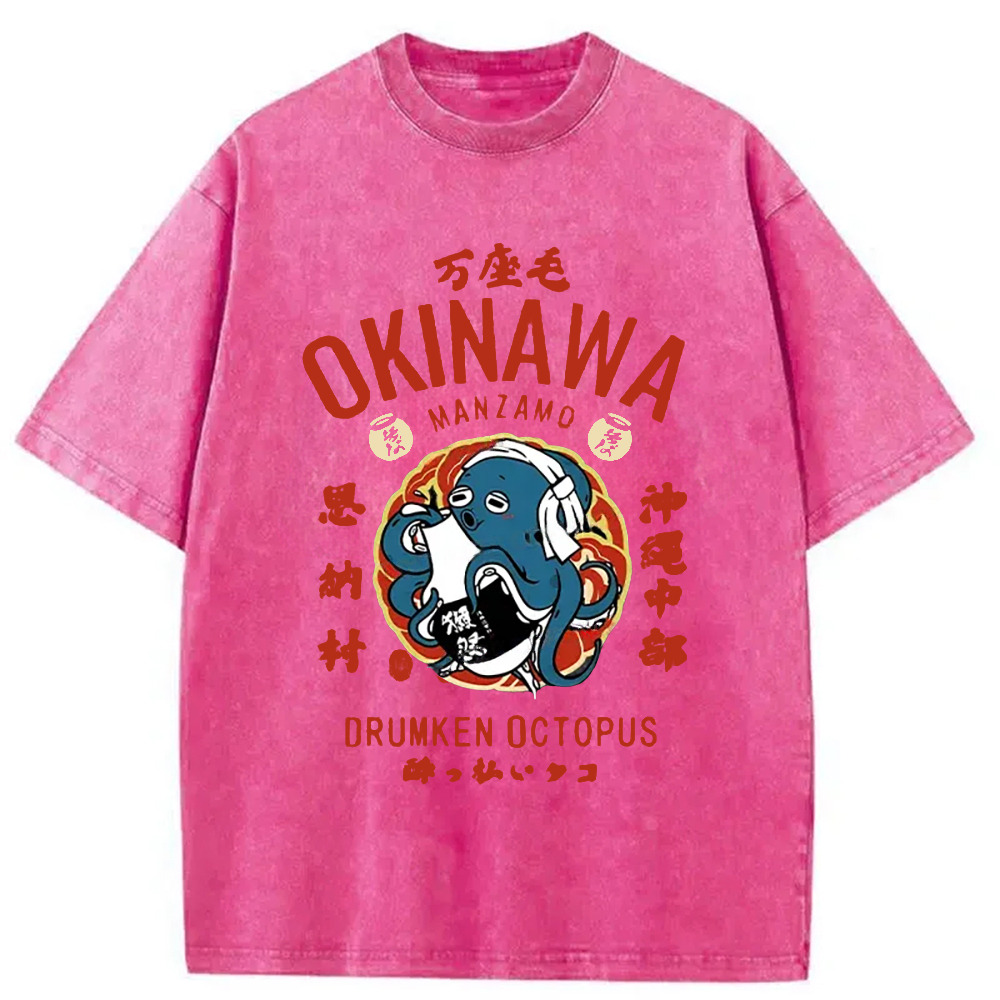 Modecanvas Okinawa Drunken Octopus Washed T-Shirt