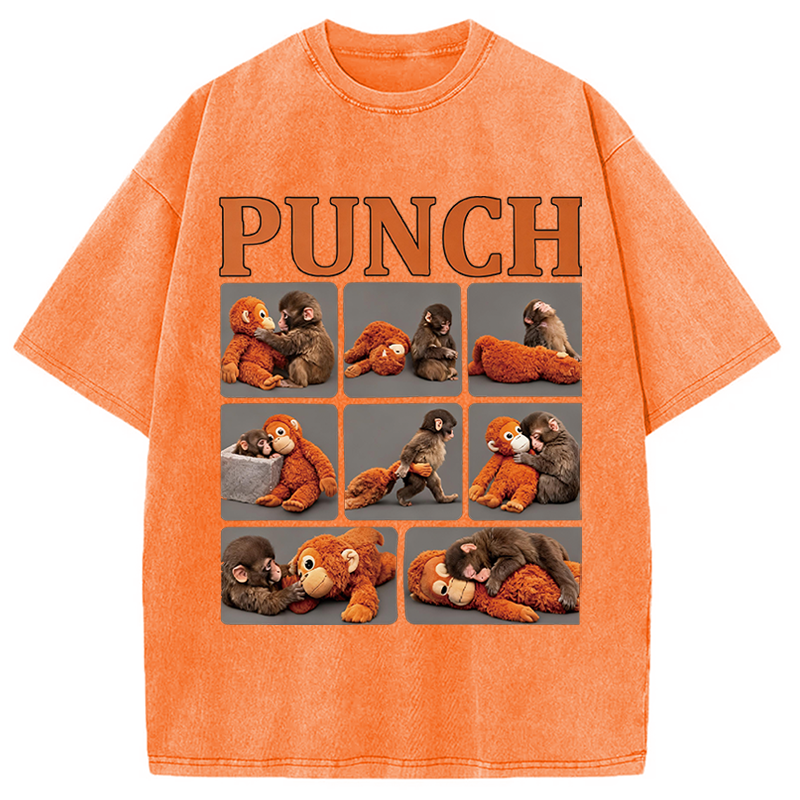 Modecanvas Lonely Punch Monkey DTG Printing Washed T-Shirt