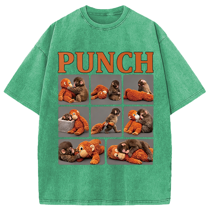 Modecanvas Lonely Punch Monkey DTG Printing Washed T-Shirt