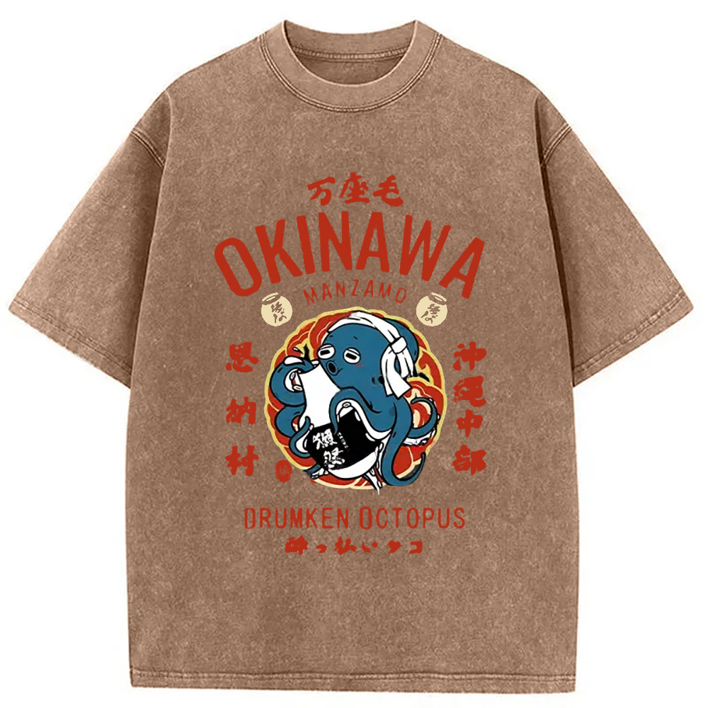 Modecanvas Okinawa Drunken Octopus Washed T-Shirt